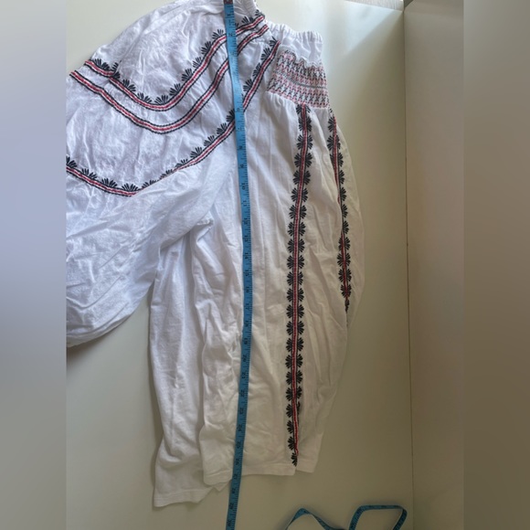 RUBY Rd Woman Smocked Flowy Top Size 1X Red White Blue 3/4 Sleeves-embroidered! - Picture 9 of 14